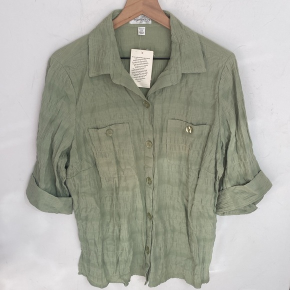 (BN38) Lot of 3 Dress barn button front roll tab 1/4 sleeves tops, NWT - Picture 8 of 12